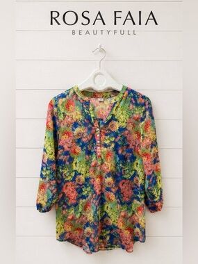 ROSA FAIA Floral Beach Tunic – Size M